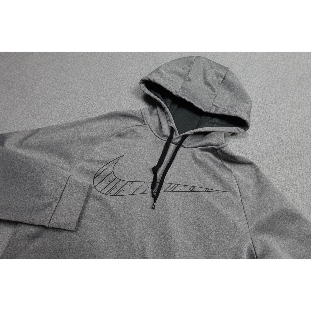 Nike Dri-FIT Sweatshirt Mens Medium Gray Hoodie Swoosh Fleece Kangaroo Pocket